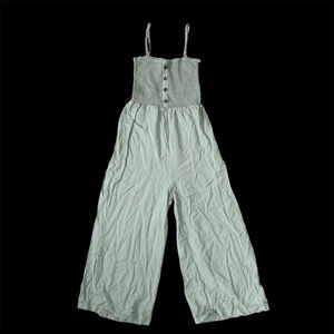 (NWOT) Love Tree Sage Green Smocked Culotte Jumpsuit | Size Small